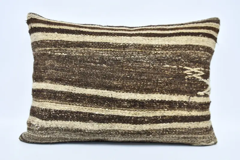 Cushion Case, Handmade Kilim Cushion, Art Deco Cushion, 20x28 Brown Pillow Sham, Indoor Cushion Cover, Turkish Kilim Pillow, Antique Pillows - 1