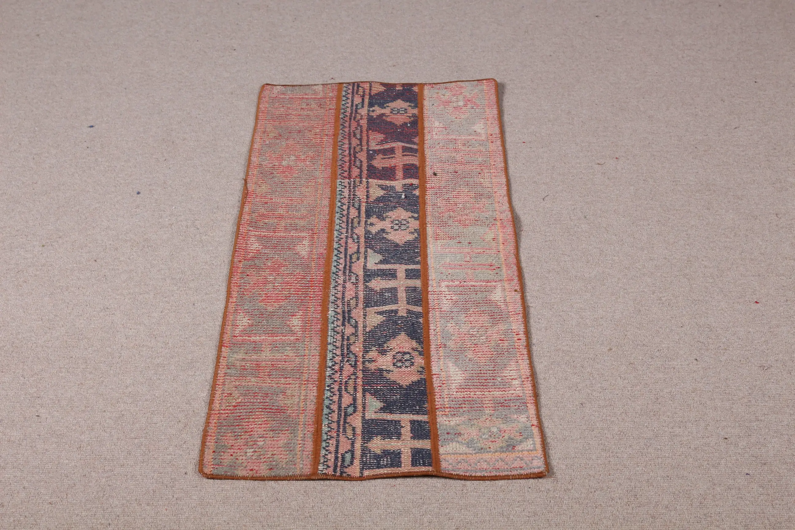 Vintage Rug, Small 1.7x3.9 ft Turkish Rug, Red Striped Wool Rug - 1
