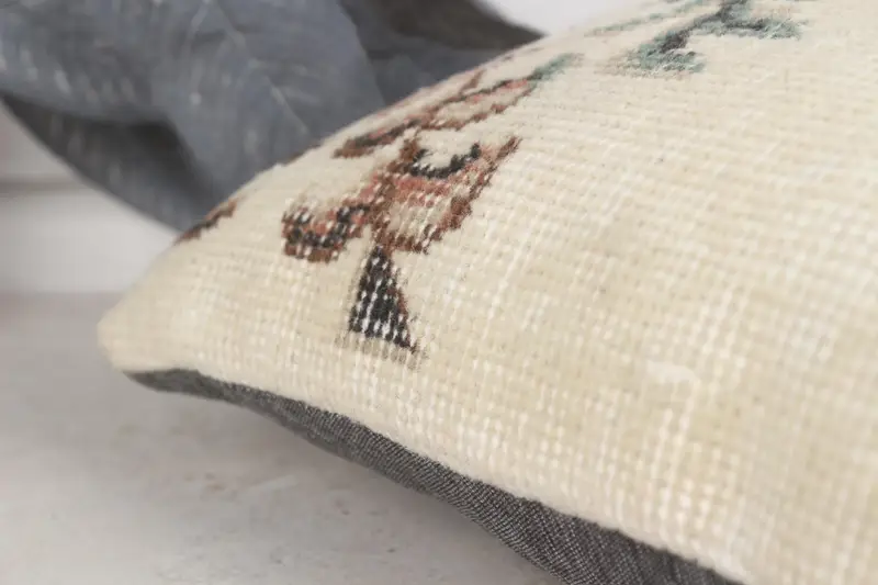 Handwoven Pillow Cover Cushion Case, Kilim Pillow, Turkish Kilim Pillow, Pillow, 12x20 Beige Pillow, Interior Designer Pillow, Sustainable Cushion - 7