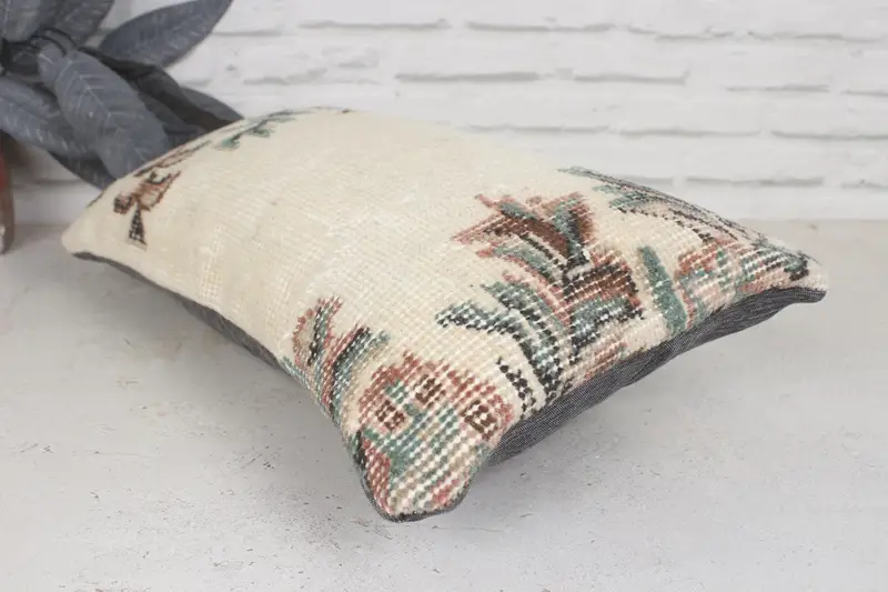 Handwoven Pillow Cover Cushion Case, Kilim Pillow, Turkish Kilim Pillow, Pillow, 12x20 Beige Pillow, Interior Designer Pillow, Sustainable Cushion - 6