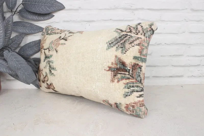 Handwoven Pillow Cover Cushion Case, Kilim Pillow, Turkish Kilim Pillow, Pillow, 12x20 Beige Pillow, Interior Designer Pillow, Sustainable Cushion - 4