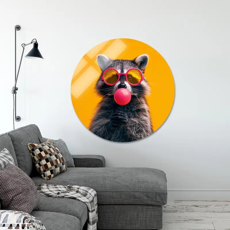 Çocuklar için Sakızlı Modern Soyut Rakun Kanvas Tablo