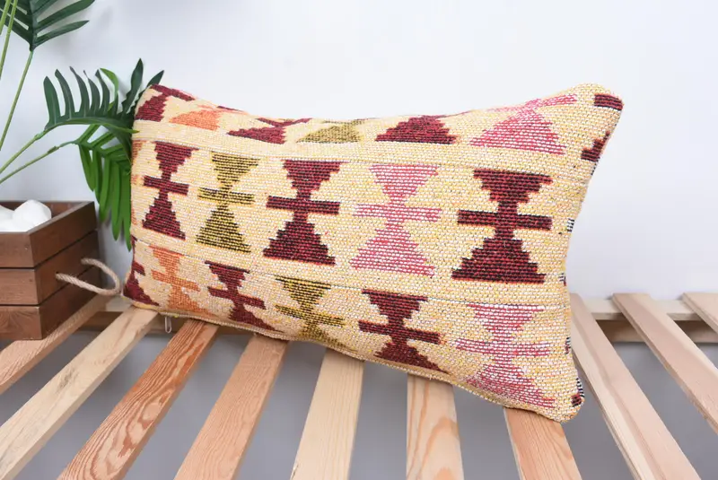 Boho Pillow Sham Cover, 12x24 Beige Pillow Cover, Pillow Sham, Aesthetic Pillow Case, Authentic Cushion Cover, Kilim Pillow, Turkish Kilim Pillow - 5