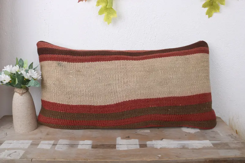 Pillow for Sofa, Pillow Cover, 12x24 Red Pillow Case, Antique Pillows, Turkish Pillow, Authentic Pillow Sham, Cotton Cushion Case - 2