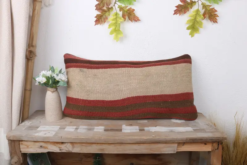Pillow for Sofa, Pillow Cover, 12x24 Red Pillow Case, Antique Pillows, Turkish Pillow, Authentic Pillow Sham, Cotton Cushion Case - 1
