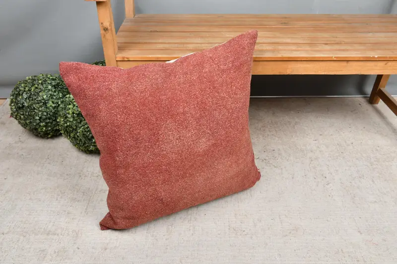 Vintage Kilim Pillow Cushion Cover, Pillow Sham, 24x24 Red Cushion Cover, Turkish Pillow, Pillow for Sofa, Kilim Pillow - 7