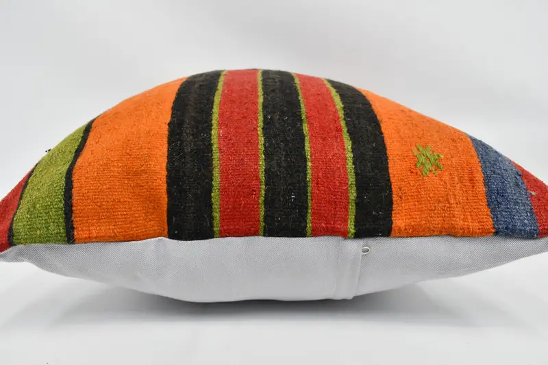 Kilim Pillow, Natural Cushion Case, Turkish Kilim Pillow, Cushion Cover, Office Chair Pillow Cover, Boho Pillow, 24x24 Orange Pillow Case - 6