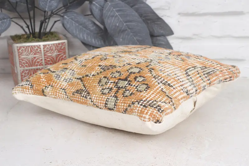 Gift Pillow, 12x12 Orange Pillow Case, Cushion Cover, Living Room Throw Cushion, Art Deco Pillow Case, Pillow for Sofa, Throw Kilim Pillow - 6