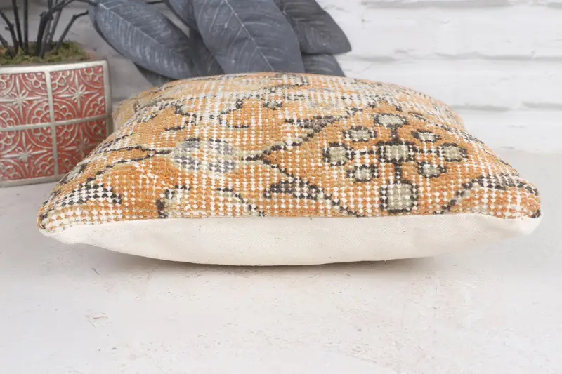 Gift Pillow, 12x12 Orange Pillow Case, Cushion Cover, Living Room Throw Cushion, Art Deco Pillow Case, Pillow for Sofa, Throw Kilim Pillow - 5
