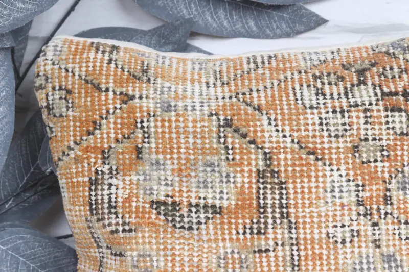 Gift Pillow, 12x12 Orange Pillow Case, Cushion Cover, Living Room Throw Cushion, Art Deco Pillow Case, Pillow for Sofa, Throw Kilim Pillow - 2