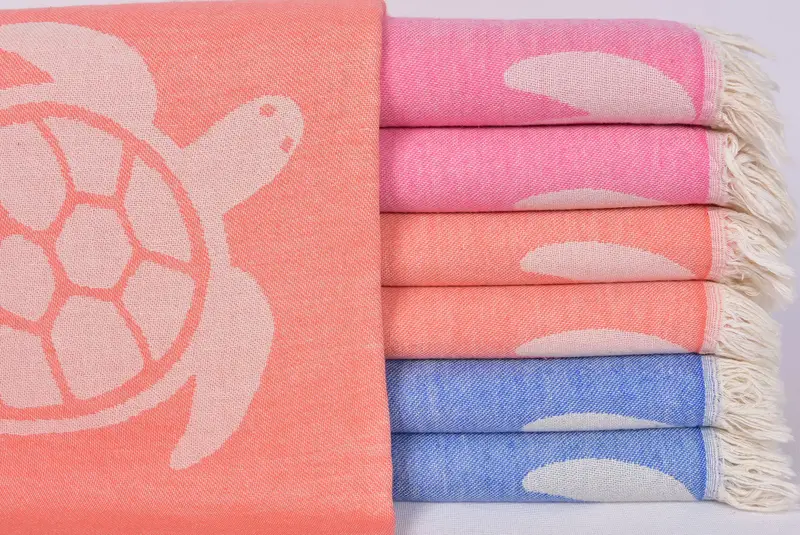 Bridesmaid Gift Towel, Mother Of The Groom Gift, Handwoven Turkish Towel, Beach towel, 70x40 Cotton Tortoise Design Towel, Sand-resistant towel - 1