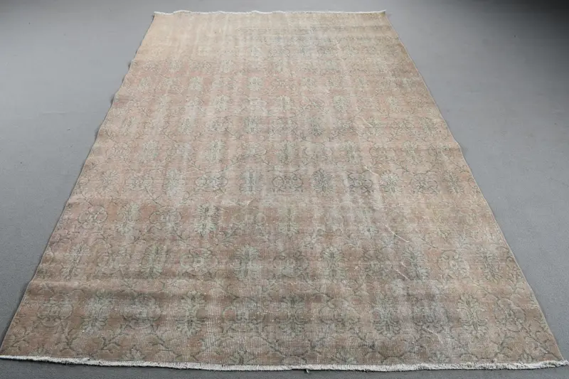 Turkish Large Rug 5.8x9.1 ft, Brown Gray Moroccan Rug Wool - 1