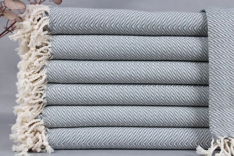 Personalized Turkish Beach Towel Chevron Gray, 40x71 Inches, Organic Cotton