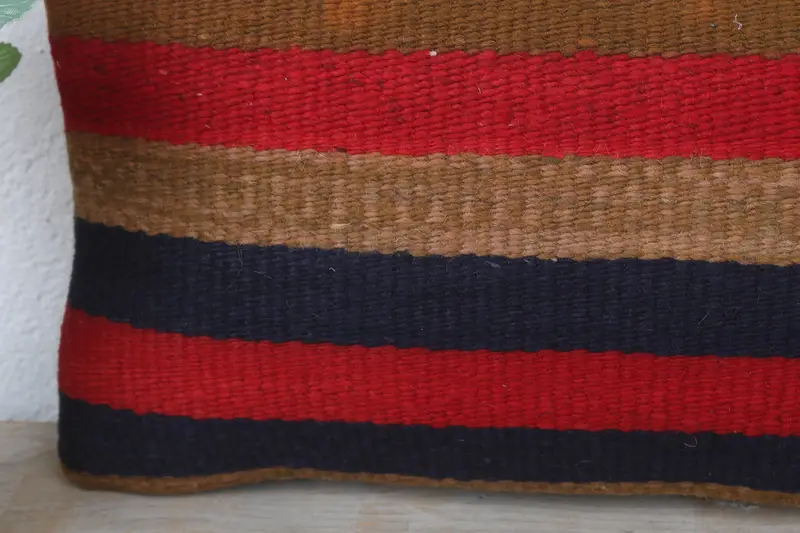 Cushion Case, Shabby Chic Pillow Sham, Boho Pillow, 8x16 Red Cushion, Tribal Cushion, Handmade Kilim Cushion, Art Deco Pillow, Throw Kilim Pillow - 3