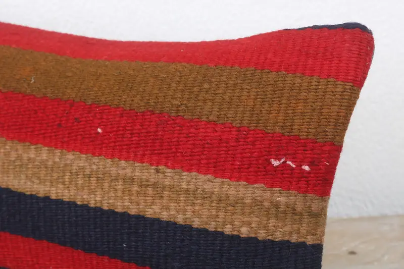 Cushion Case, Shabby Chic Pillow Sham, Boho Pillow, 8x16 Red Cushion, Tribal Cushion, Handmade Kilim Cushion, Art Deco Pillow, Throw Kilim Pillow - 5
