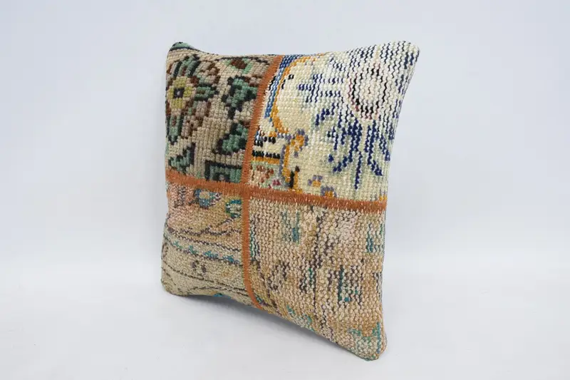 Kilim Pillow Cover, Retro Pillow Sham, Gift Pillow, Pillow for Couch, 14x14 Orange Pillow, Pillow Cover, Outdoor Throw Pillow Sham - 4
