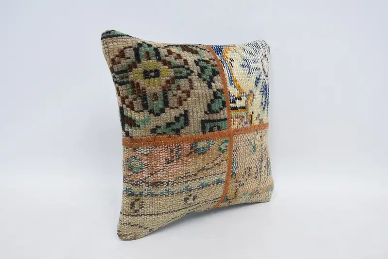 Kilim Pillow Cover, Retro Pillow Sham, Gift Pillow, Pillow for Couch, 14x14 Orange Pillow, Pillow Cover, Outdoor Throw Pillow Sham - 3