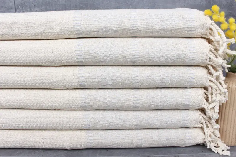 Personalized Small Turkish Towel Light Gray Kilim Design, 20x40 Inches