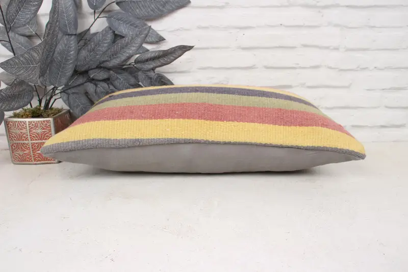 Kilim Cushion Sham, Home Decor Pillow, Retro Pillow Cover, Pillow for Sofa, Pillow Case, 12x24 Yellow Pillow Sham, Turkish Bench Pillow - 5