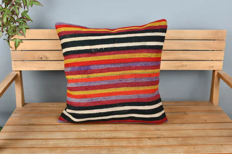 24x24 Red Pillow Case, Turkish Kilim Pillow, Cushion Cover, Vintage Kilim Throw Pillow, Luxury Cushion, Ethnical Kilim Rug Pillow - 6