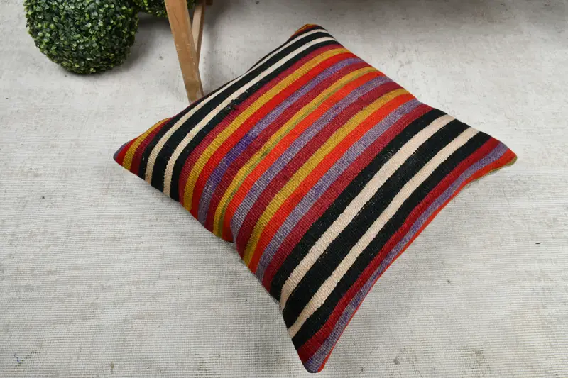 24x24 Red Pillow Case, Turkish Kilim Pillow, Cushion Cover, Vintage Kilim Throw Pillow, Luxury Cushion, Ethnical Kilim Rug Pillow - 8