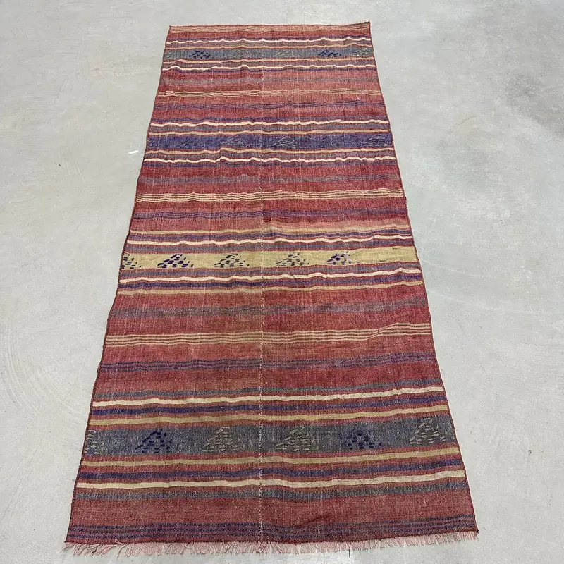 Kırmızı ve Mor Güneybatı Halısı, 3x7 ft Canlı Dekor