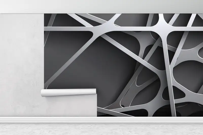 3d Effect, 3d, Black Wall Mural, Trendy Wall Print, Contemporary Wall Poster, Abstract Mural, Modern Wall Paper, Luxury Wall Art, - 1