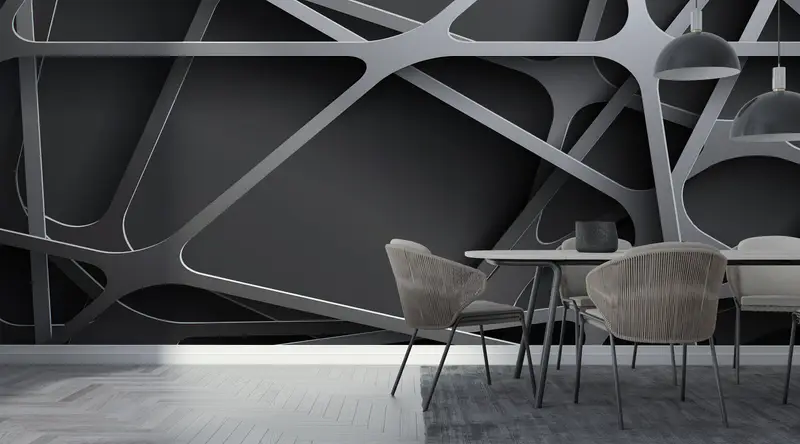 3d Effect, 3d, Black Wall Mural, Trendy Wall Print, Contemporary Wall Poster, Abstract Mural, Modern Wall Paper, Luxury Wall Art, - 6