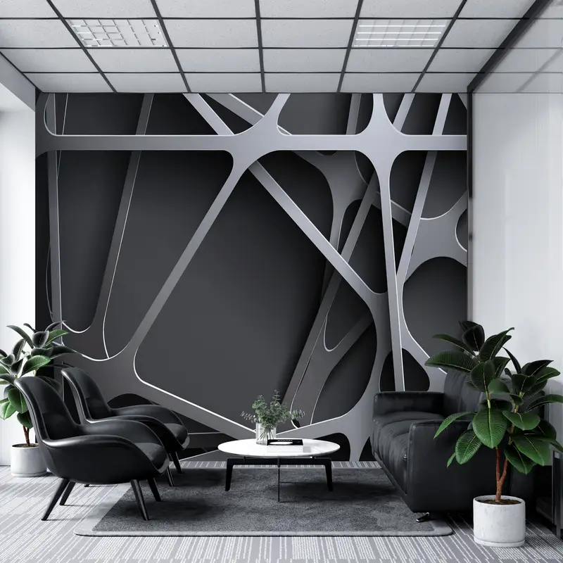 3d Effect, 3d, Black Wall Mural, Trendy Wall Print, Contemporary Wall Poster, Abstract Mural, Modern Wall Paper, Luxury Wall Art, - 3