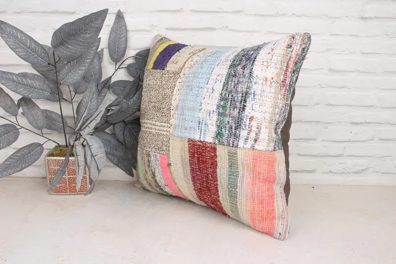 Pillow Sham, Gift Pillow, Nautical Throw Pillow Sham, Vintage Kilim Pillow, 20x20 Blue Cushion, Hippie Throw Cushion, Kilim Pillow - 4