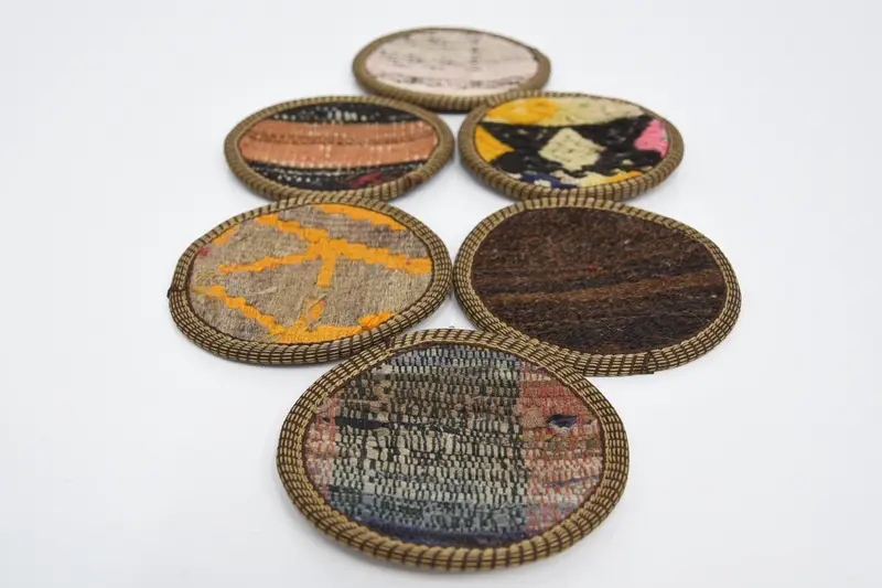 Unique Orange and Brown Patterned Coaster, Ethnic Table Pad