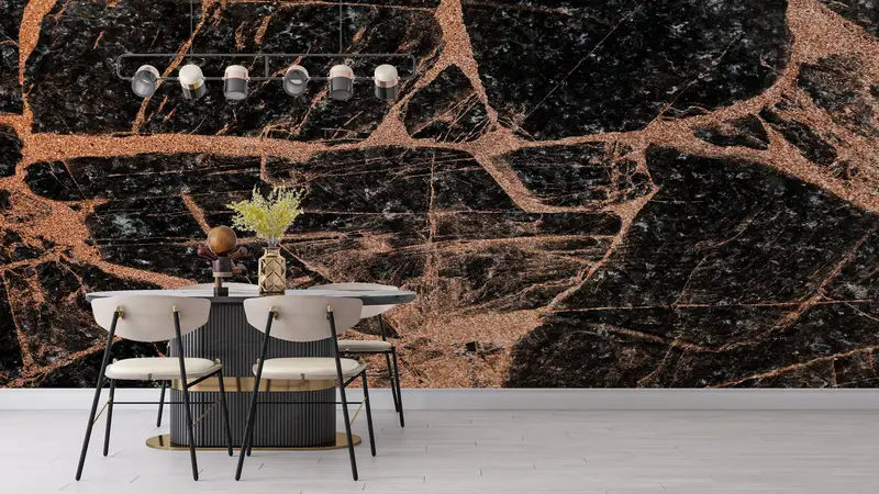 Marble Wall Painting, Copper Marble Wall Poster, , Paper Wall Art, Bright Wall Paper, Custom Wall Paper, Black Marble Wall Print, - 10