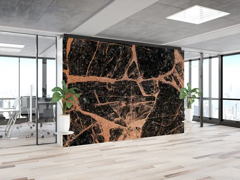 Marble Wall Painting, Copper Marble Wall Poster, , Paper Wall Art, Bright Wall Paper, Custom Wall Paper, Black Marble Wall Print, - 3