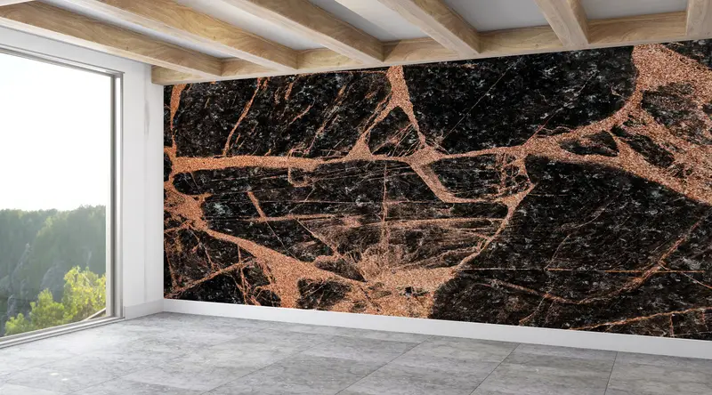 Marble Wall Painting, Copper Marble Wall Poster, , Paper Wall Art, Bright Wall Paper, Custom Wall Paper, Black Marble Wall Print, - 9