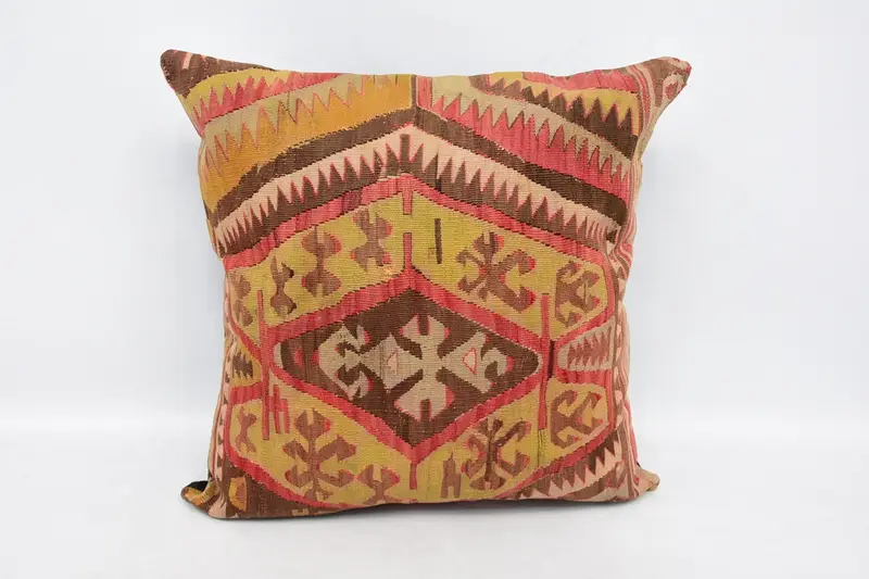 Ethnical Kilim Rug Pillow, Kilim Pillow, Pillow for Couch, Cushion Case, Pastel Pillow, Cozy Throw Pillow, 24x24 Green Pillow Case, Custom Cushion - 1