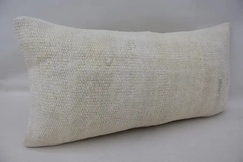 Home Decor Pillow, Cushion, 12x24 White Pillow, Tapestry Cushion Case, Turkish Pillow, Seat Pillow Case, Vintage Kilim Throw Pillow - 2