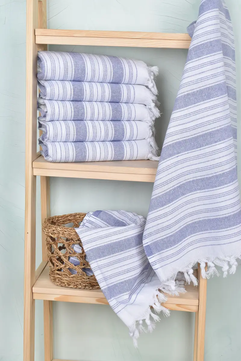 68x32 Cotton Striped Towel, Handmade Gift, Quick-dry peshtemal, Housewarming Gift, Embroidered Towel, Organic Cotton Towel, Custom Gift, Guest Towel - 3