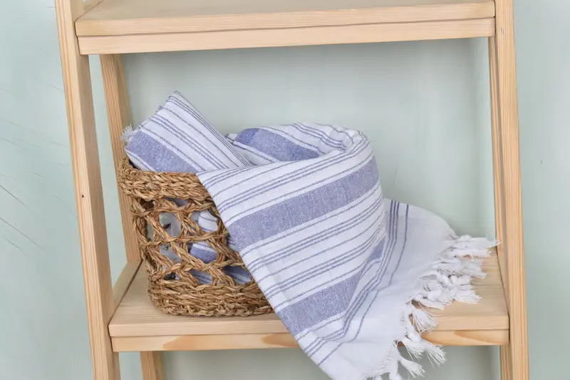 68x32 Cotton Striped Towel, Handmade Gift, Quick-dry peshtemal, Housewarming Gift, Embroidered Towel, Organic Cotton Towel, Custom Gift, Guest Towel - 4