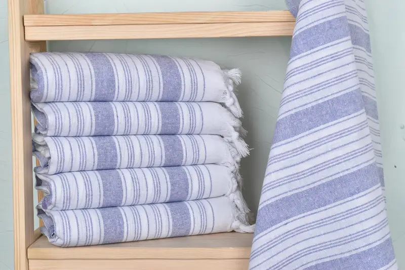 68x32 Cotton Striped Towel, Handmade Gift, Quick-dry peshtemal, Housewarming Gift, Embroidered Towel, Organic Cotton Towel, Custom Gift, Guest Towel - 2
