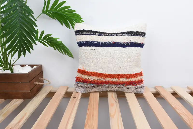 Vintage Kilim Throw Pillow, Interior Designer Pillow, Cushion Case, 14x14 White Pillow Case, Kilim Cushion Sham, Traditional Cushion - 1