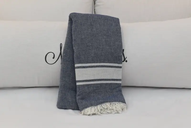 Throw Blanket Couch, Bachelorette Party Favors, Custom Wedding Gift From Bridesmaid, Custom Beach Blanket, Woven Blanket, 70x60 Cotton Striped Towel - 5