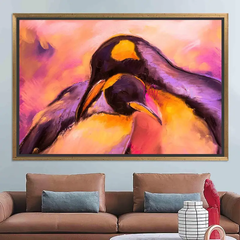 Moderne abstrakte Pinguin-Leinwand: Einzigartige Kunst für Pinguinliebhaber