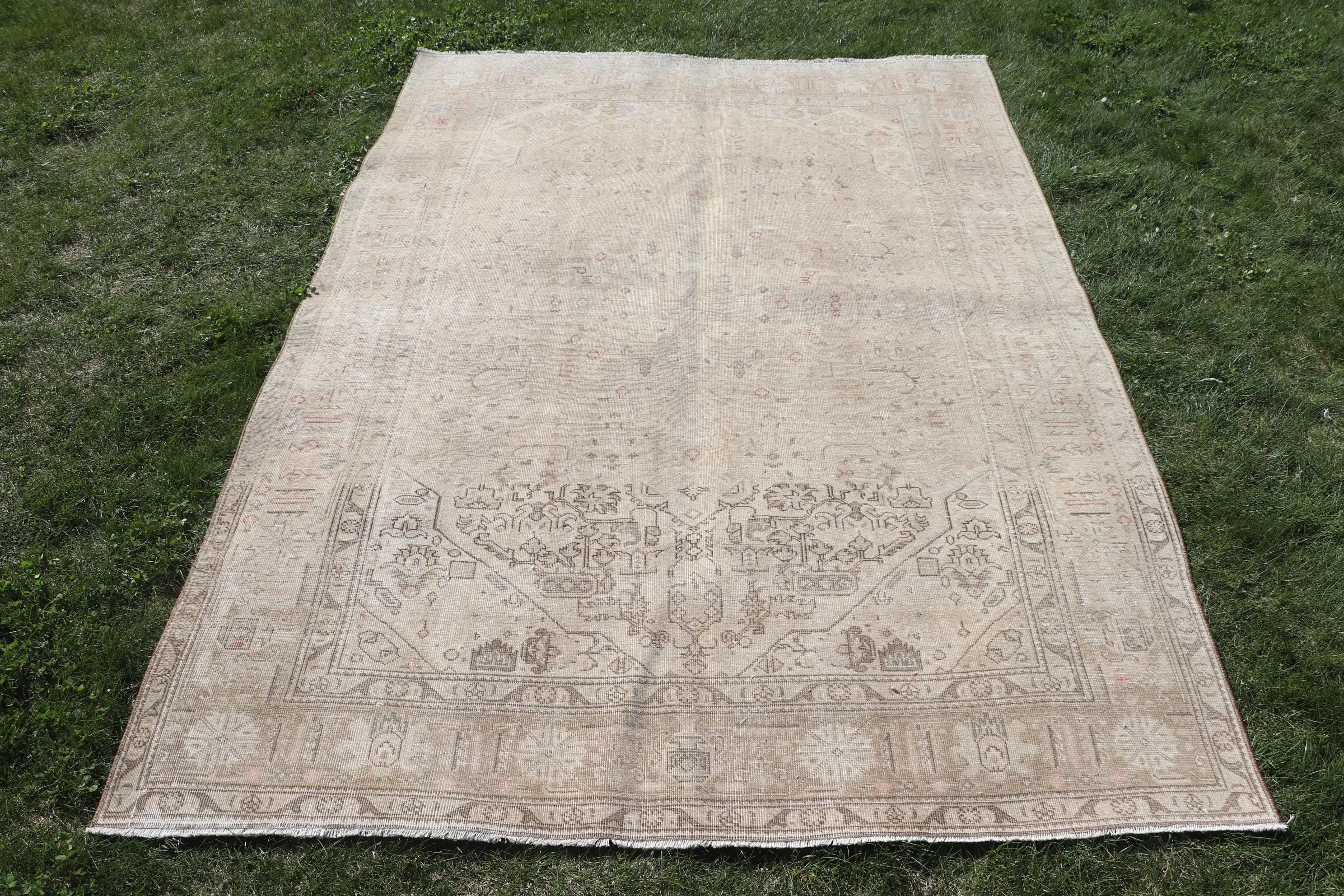 6,5x9,2 ft türkischer Vintage-Teppich, großer Teppich, brauner Wollteppich - 1
