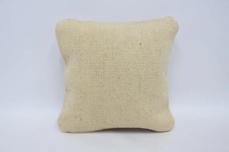 Handgewebter türkischer Beige Kissenbezug, Geschenk 12x12 Zoll kleiner quadratischer Kissenbezug - 1