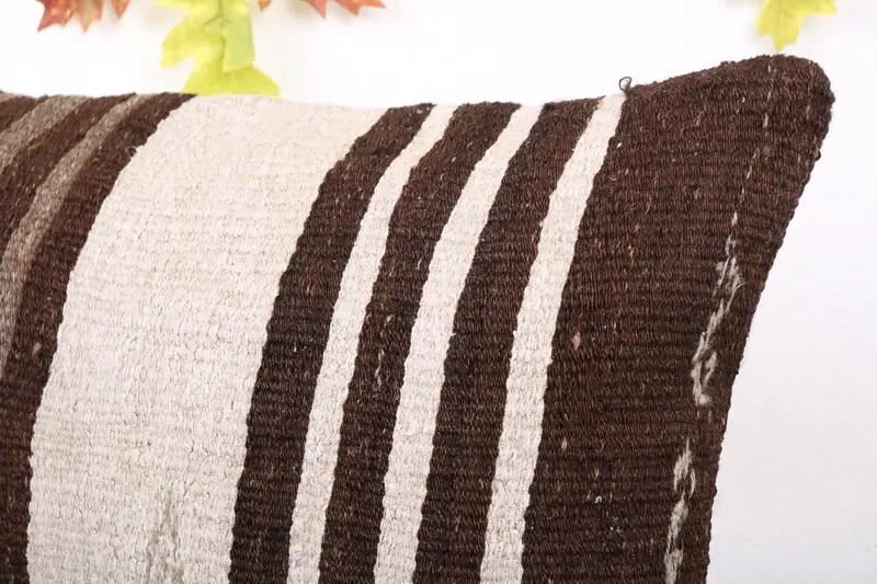 Turkish Pillow, Bench Cushion Case, Ethnic Pillow Cover Pillow Case, Antique Pillows, 16x24 Brown Cushion, Pillow Sham, Handmade Kilim Cushion - 5