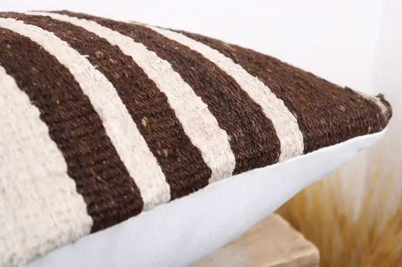 Turkish Pillow, Bench Cushion Case, Ethnic Pillow Cover Pillow Case, Antique Pillows, 16x24 Brown Cushion, Pillow Sham, Handmade Kilim Cushion - 6