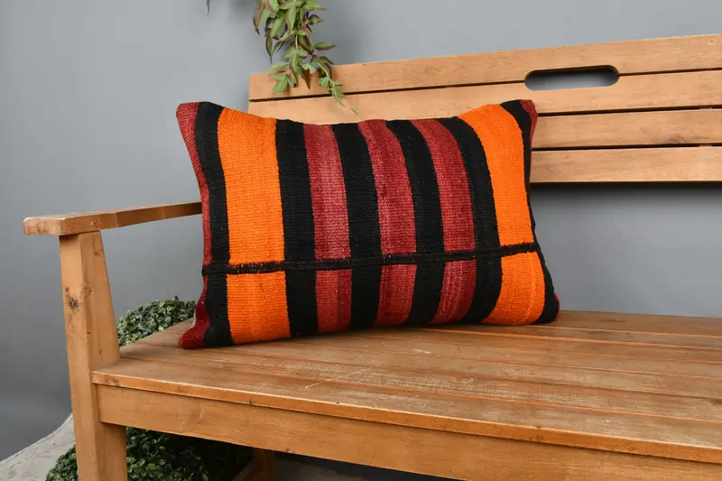 Kilim Pillow Cover, Shabby Chic Pillow Case, Turkish Pillow, Pillow Sham, Pillow for Couch, Pattern Throw Cushion Cover, 16x24 Red Pillow Sham - 1