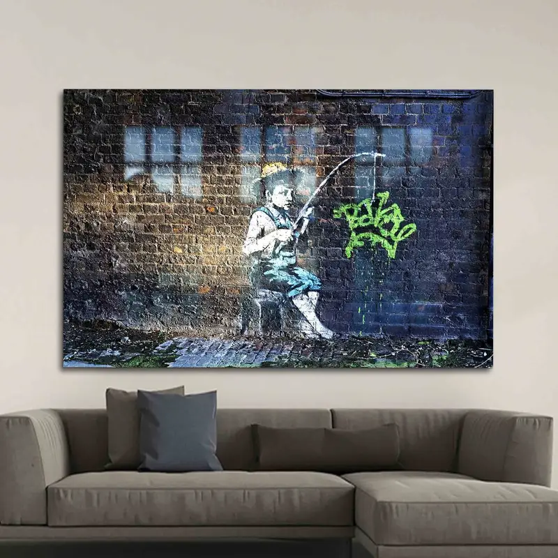 Elegant Printed Glass: Banksy Graffiti Inspired Design