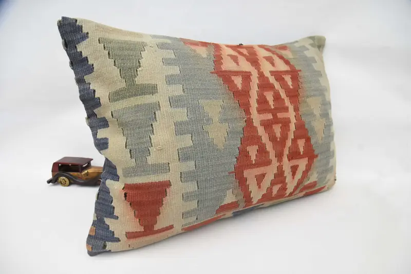 Handmade Kilim Cushion, Vintage Kilim Pillow Cushion Case, Cushion Cover, 20x28 Red Pillow, Pillow for Sofa, Ethnical Kilim Rug Pillow - 3