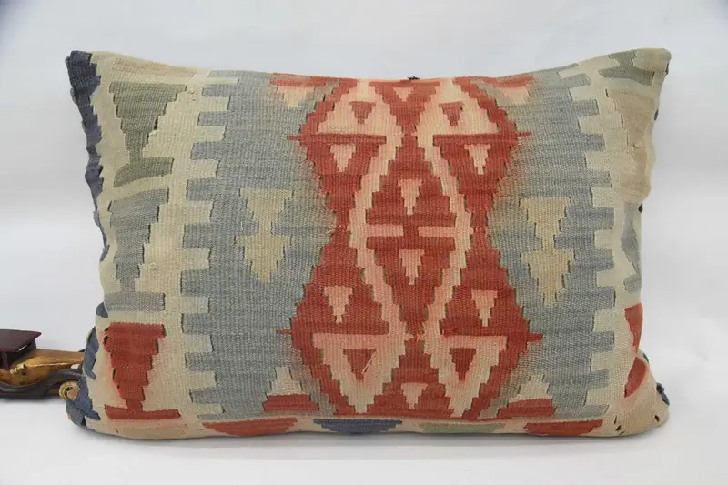 Handmade Kilim Cushion, Vintage Kilim Pillow Cushion Case, Cushion Cover, 20x28 Red Pillow, Pillow for Sofa, Ethnical Kilim Rug Pillow - 4